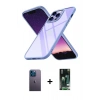 MARSİLYAN™- iPhone 13 Pro Max Kılıf Nova Işık Serisi - Şeffaf 360 Full Body Arka Koruyucu + Neon Fosforlu Kamera Lens - MI