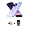 MARSİLYAN™- iPhone 13 Pro Max Kılıf Nova Işık Serisi - Şeffaf 360 Full Body Arka Koruyucu + Rainbow Kamera Lens Koruma Cam - KI