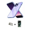MARSİLYAN™- iPhone 13 Pro Max Kılıf Nova Işık Serisi - Şeffaf 360 Full Body Arka Koruyucu + Rainbow Kamera Lens Koruma Cam - REGD