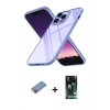 MARSİLYAN™- iPhone 13 Pro Max Kılıf Nova Işık Serisi - Şeffaf 360 Full Body Arka Koruyucu + Shine Kamera Lens Koruma Cam - PE