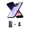 MARSİLYAN™- iPhone 13 Pro Max Kılıf Nova Işık Serisi - Şeffaf Maxco Cam Ekran Koruyucu + Neon Fosforlu Kamera Lens - BZ