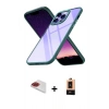 MARSİLYAN™- iPhone 13 Pro Max Kılıf Nova Işık Serisi - Şeffaf Maxco Cam Ekran Koruyucu + Kırmızı Pers Alüminyum Kamera Lens