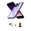 MARSİLYAN™- iPhone 13 Pro Max Kılıf Nova Işık Serisi - Şeffaf Maxco Cam Ekran Koruyucu + Kırmızı Pers Alüminyum Kamera Lens
