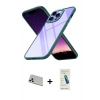 MARSİLYAN™- iPhone 13 Pro Max Kılıf Nova Işık Serisi - Şeffaf Pasifik Cam Ekran Koruyucu + Rainbow Kamera Lens Koruma Cam - BZ