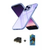 MARSİLYAN™- iPhone 13 Pro Max Kılıf Nova Işık Serisi - Siyah 18D Cam Ekran Koruyucu + Gold Raze Metal Kamera Lens