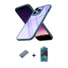 MARSİLYAN™- iPhone 13 Pro Max Kılıf Nova Işık Serisi - Siyah 18D Cam Ekran Koruyucu + Metal Kamera Lens Koruma Cam - MR