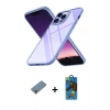 MARSİLYAN™- iPhone 13 Pro Max Kılıf Nova Işık Serisi - Siyah 18D Cam Ekran Koruyucu + Metal Kamera Lens Koruma Cam - MR