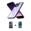 MARSİLYAN™- iPhone 13 Pro Max Kılıf Nova Işık Serisi - Siyah 18D Cam Ekran Koruyucu + Neon Fosforlu Kamera Lens - MI
