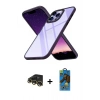 MARSİLYAN™- iPhone 13 Pro Max Kılıf Nova Işık Serisi - Siyah 18D Cam Ekran Koruyucu + Raze Metal Kamera Lens - GD