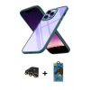 MARSİLYAN™- iPhone 13 Pro Max Kılıf Nova Işık Serisi - Siyah 18D Cam Ekran Koruyucu + Raze Metal Kamera Lens - GD