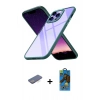 MARSİLYAN™- iPhone 13 Pro Max Kılıf Nova Işık Serisi - Siyah 18D Cam Ekran Koruyucu + Renkli Kamera Lens Koruma Cam - MI