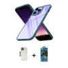 MARSİLYAN™- iPhone 13 Pro Max Kılıf Nova Işık Serisi - Siyah 18D Cam Ekran Koruyucu + Shine Kamera Lens - GD