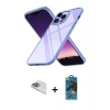 MARSİLYAN™- iPhone 13 Pro Max Kılıf Nova Işık Serisi - Siyah 18D Cam Ekran Koruyucu + Sierra Blue Pers Alüminyum Kamera Lens