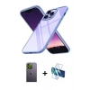MARSİLYAN™- iPhone 13 Pro Max Kılıf Nova Işık Serisi - Siyah 3D Antistatik Cam Ekran Koruyucu + Neon Fosforlu Kamera Lens - YL