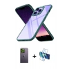 MARSİLYAN™- iPhone 13 Pro Max Kılıf Nova Işık Serisi - Siyah 3D Antistatik Cam Ekran Koruyucu + Neon Fosforlu Kamera Lens - YL