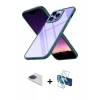 MARSİLYAN™- iPhone 13 Pro Max Kılıf Nova Işık Serisi - Siyah 3D Antistatik Cam Ekran Koruyucu + Pers Alüminyum Kamera Lens - LT
