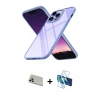 MARSİLYAN™- iPhone 13 Pro Max Kılıf Nova Işık Serisi - Siyah 3D Antistatik Cam Ekran Koruyucu + Rainbow Kamera Lens Koruma Cam - REGD