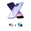 MARSİLYAN™- iPhone 13 Pro Max Kılıf Nova Işık Serisi - Siyah 3D Antistatik Cam Ekran Koruyucu + Rainbow Kamera Lens Koruma Cam - KI
