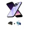 MARSİLYAN™- iPhone 13 Pro Max Kılıf Nova Işık Serisi - Siyah 3D Antistatik Cam Ekran Koruyucu + Raze Metal Kamera Lens - GD
