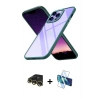 MARSİLYAN™- iPhone 13 Pro Max Kılıf Nova Işık Serisi - Siyah 3D Antistatik Cam Ekran Koruyucu + Raze Metal Kamera Lens - GD