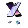 MARSİLYAN™- iPhone 13 Pro Max Kılıf Nova Işık Serisi - Siyah 3D Antistatik Cam Ekran Koruyucu + Renkli Kamera Lens Koruma Cam - TU