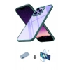 MARSİLYAN™- iPhone 13 Pro Max Kılıf Nova Işık Serisi - Siyah 3D Antistatik Cam Ekran Koruyucu + Shine Kamera Lens Koruma Cam - MI