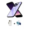MARSİLYAN™- iPhone 13 Pro Max Kılıf Nova Işık Serisi - Siyah 3D Antistatik Cam Ekran Koruyucu + Shine Kamera Lens - GD
