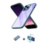 MARSİLYAN™- iPhone 13 Pro Max Kılıf Nova Işık Serisi - Siyah 3D Antistatik Cam Ekran Koruyucu + Shine Kamera Lens Koruma Cam - PE