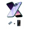 MARSİLYAN™- iPhone 13 Pro Max Kılıf Nova Işık Serisi - Siyah 3D Antistatik Hayalet Cam Ekran Koruyucu + Shine Kamera Lens Koruma Cam - GI