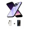 MARSİLYAN™- iPhone 13 Pro Max Kılıf Nova Işık Serisi - Siyah 3D Antistatik Hayalet Cam Ekran Koruyucu + Shine Kamera Lens - GD
