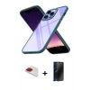 MARSİLYAN™- iPhone 13 Pro Max Kılıf Nova Işık Serisi - Siyah 3D Antistatik Hayalet Cam Ekran Koruyucu + Pers Alüminyum Kamera Lens - KI