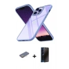 MARSİLYAN™- iPhone 13 Pro Max Kılıf Nova Işık Serisi - Siyah 3D Antistatik Hayalet Cam Ekran Koruyucu + Renkli Kamera Lens Koruma Cam - SI