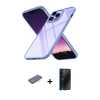 MARSİLYAN™- iPhone 13 Pro Max Kılıf Nova Işık Serisi - Siyah 3D Antistatik Hayalet Cam Ekran Koruyucu + Renkli Kamera Lens Koruma Cam - MI