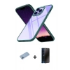 MARSİLYAN™- iPhone 13 Pro Max Kılıf Nova Işık Serisi - Siyah 3D Antistatik Hayalet Cam Ekran Koruyucu + Shine Kamera Lens Koruma Cam - MI