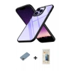 MARSİLYAN™- iPhone 13 Pro Max Kılıf Nova Işık Serisi - Siyah 6D Mat Seramik Hayalet Nano Ekran Koruyucu + Shine Kamera Lens Koruma Cam - GI