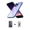 MARSİLYAN™- iPhone 13 Pro Max Kılıf Nova Işık Serisi - Siyah Bilvis 3D Cam Ekran Koruyucu + Neon Fosforlu Kamera Lens - BZ