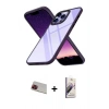 MARSİLYAN™- iPhone 13 Pro Max Kılıf Nova Işık Serisi - Siyah Bilvis 3D Mat Cam Ekran Koruyucu + Rainbow Kamera Lens Koruma Cam - KI