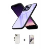 MARSİLYAN™- iPhone 13 Pro Max Kılıf Nova Işık Serisi - Siyah Bilvis 3D Mat Cam Ekran Koruyucu + Shine Kamera Lens - GD
