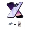 MARSİLYAN™- iPhone 13 Pro Max Kılıf Nova Işık Serisi - Siyah Bilvis 3D Mat Cam Ekran Koruyucu + Renkli Kamera Lens Koruma Cam - YL