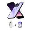 MARSİLYAN™- iPhone 13 Pro Max Kılıf Nova Işık Serisi - Siyah Bilvis 5in1 3D Magic Cam Ekran Koruyucu + Gold Shine Kamera Lens