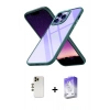 MARSİLYAN™- iPhone 13 Pro Max Kılıf Nova Işık Serisi - Siyah Bilvis 5in1 3D Magic Cam Ekran Koruyucu + Gold Shine Kamera Lens