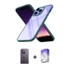 MARSİLYAN™- iPhone 13 Pro Max Kılıf Nova Işık Serisi - Siyah Bilvis 5in1 3D Magic Cam Ekran Koruyucu + Neon Fosforlu Kamera Lens - BZ