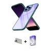 MARSİLYAN™- iPhone 13 Pro Max Kılıf Nova Işık Serisi - Siyah Bilvis 5in1 3D Magic Cam Ekran Koruyucu + Rainbow Kamera Lens Koruma Cam - BZ
