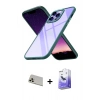 MARSİLYAN™- iPhone 13 Pro Max Kılıf Nova Işık Serisi - Siyah Bilvis 5in1 5D Magic Hayalet Cam Ekran Koruyucu + Rainbow Kamera Lens Koruma Cam - REGD