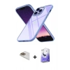 MARSİLYAN™- iPhone 13 Pro Max Kılıf Nova Işık Serisi - Siyah Bilvis 5in1 5D Magic Hayalet Cam Ekran Koruyucu + Pers Alüminyum Kamera Lens - GD