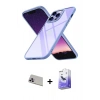 MARSİLYAN™- iPhone 13 Pro Max Kılıf Nova Işık Serisi - Siyah Bilvis 5in1 5D Magic Hayalet Cam Ekran Koruyucu + Mor Rainbow Kamera Lens Koruma Cam