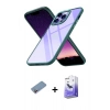 MARSİLYAN™- iPhone 13 Pro Max Kılıf Nova Işık Serisi - Siyah Bilvis 5in1 5D Magic Hayalet Cam Ekran Koruyucu + Shine Kamera Lens Koruma Cam - PE