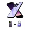 MARSİLYAN™- iPhone 13 Pro Max Kılıf Nova Işık Serisi - Siyah Bilvis 5in1 5D Magic Hayalet Cam Ekran Koruyucu + Neon Fosforlu Kamera Lens - YL