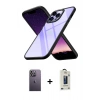MARSİLYAN™- iPhone 13 Pro Max Kılıf Nova Işık Serisi - Siyah Bilvis Hayalet Cam Ekran Koruyucu + Neon Fosforlu Kamera Lens - BZ