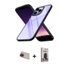 MARSİLYAN™- iPhone 13 Pro Max Kılıf Nova Işık Serisi - Siyah Bilvis Hayalet Cam Ekran Koruyucu + Rainbow Kamera Lens Koruma Cam - KI